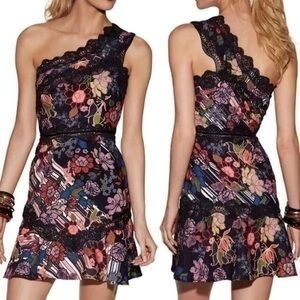 NWT Foxiedox One-Shoulder Floral and Lace Dress